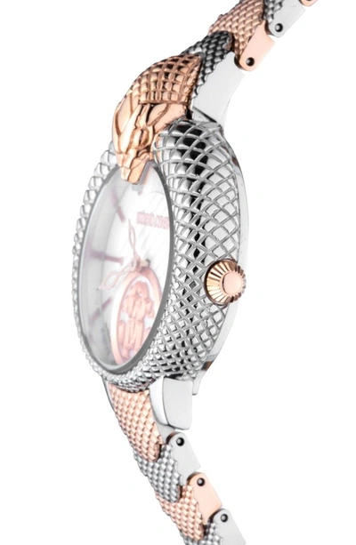 Shop Roberto Cavalli By Franck Muller Scale Bracelet Watch In Rose Gold/ Silver