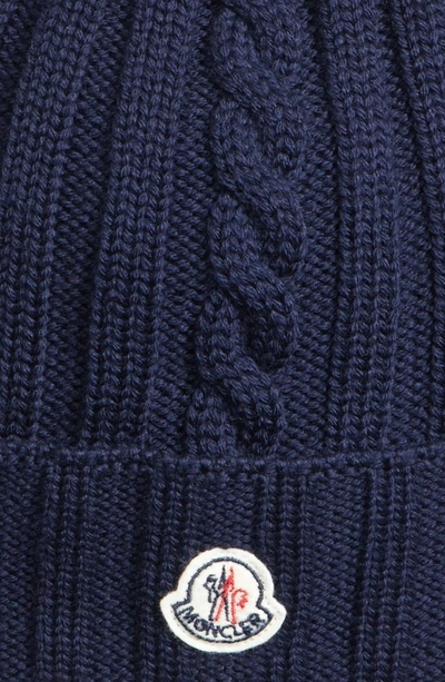 Shop Moncler Genuine Fox Fur Pom Wool Hat In Navy