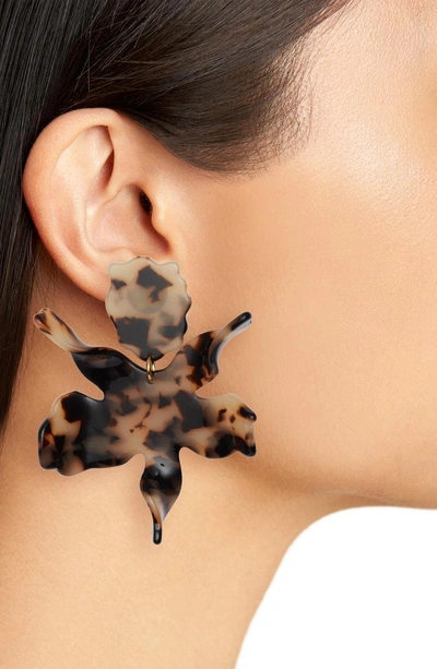 Shop Lele Sadoughi Paper Lilly Drop Earrings In Honey Tortoise