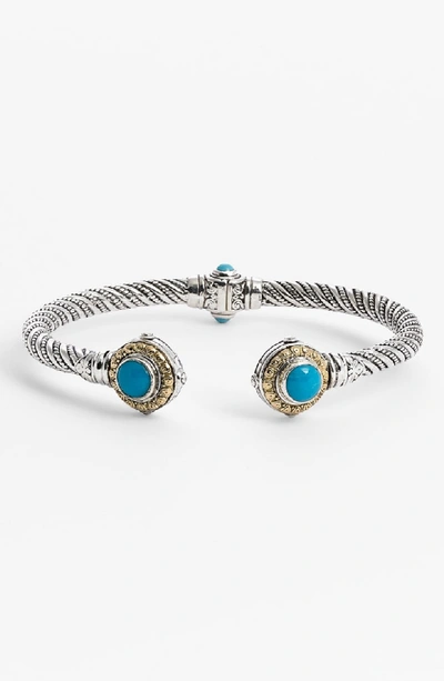 Shop Konstantino 'hermione' Hinged Cuff In Silver/ Turquoise