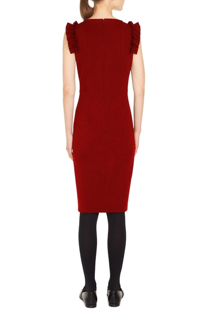 Shop Akris Punto Ruched Shoulder Dress In Ruby