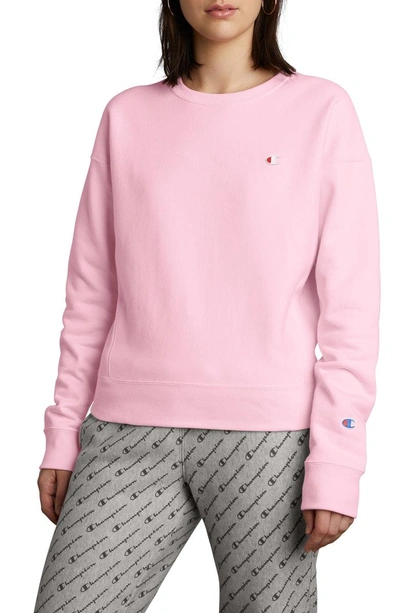 Shop Champion Reverse Weave Sweatshirt In Pink Candy