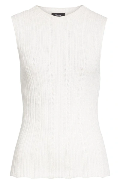 Shop Theory Pointelle Knit Shell In Eggshell