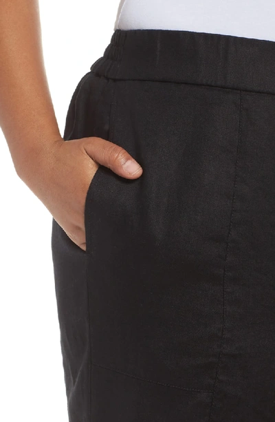 Shop Eileen Fisher Linen Ankle Pants In Black