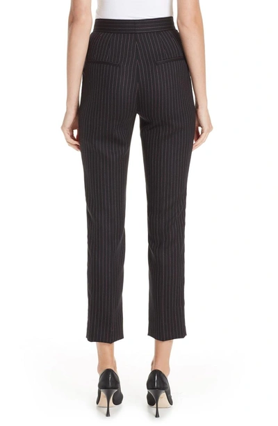 Shop Dolce & Gabbana Pinstripe Stretch Wool Pants In Black/ Pink