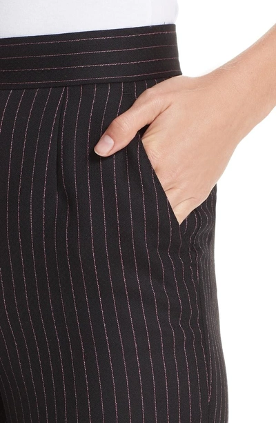 Shop Dolce & Gabbana Pinstripe Stretch Wool Pants In Black/ Pink