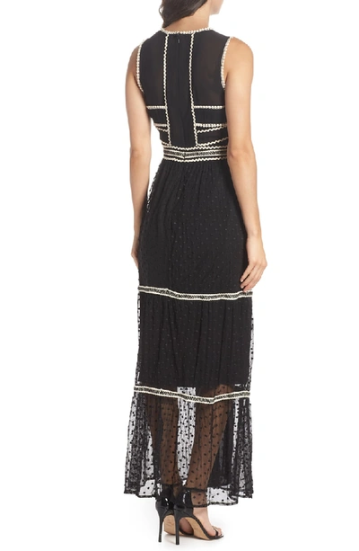 Shop Harlyn Embroidered Dot Gown In Black/ Ivory