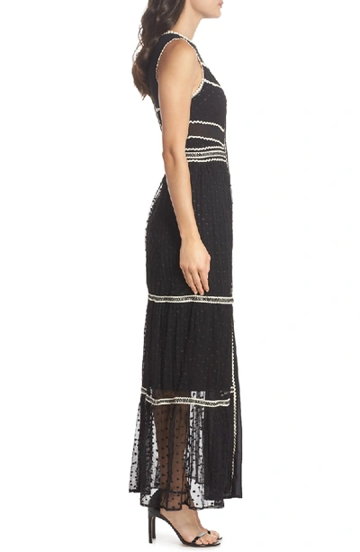 Shop Harlyn Embroidered Dot Gown In Black/ Ivory