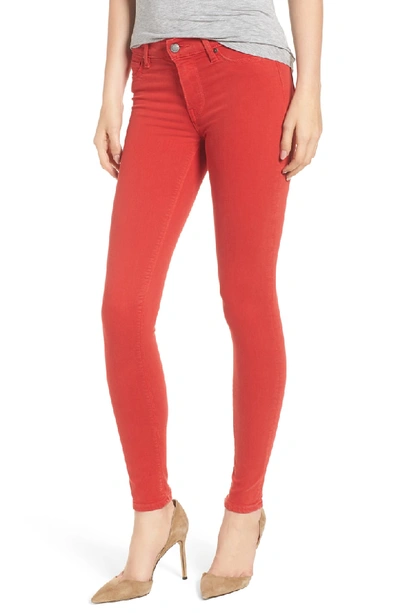 Shop Hudson Nico Coated Super Skinny Jeans In Distressed Rococo Red