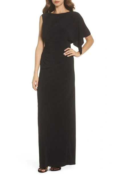 Shop Adrianna Papell One-sleeve Jersey Gown In Black