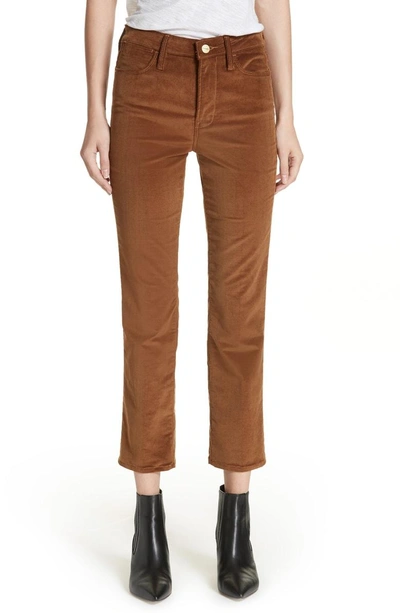 Shop Frame Le High Ankle Straight Corduroy Pants In Warm Tan