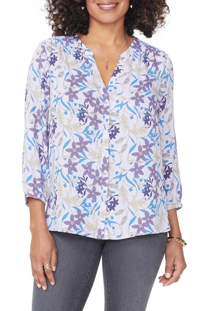 Shop Nydj Pleat Back Blouse In Shrinking Violets Wild Lilac