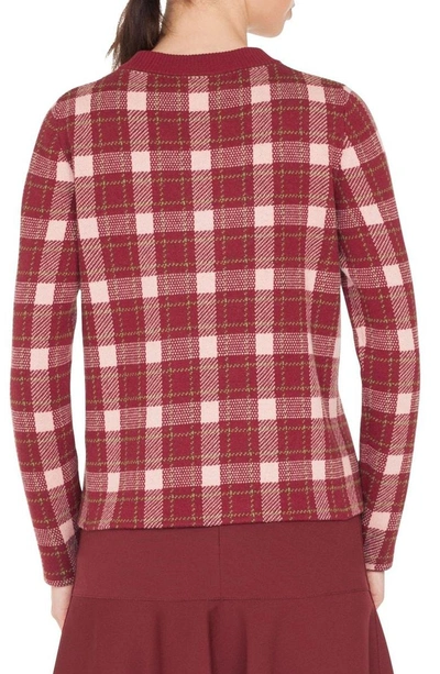 Shop Akris Punto Brit Check Wool & Cashmere Pullover In Blush Rose/ Burgundy
