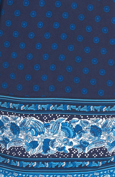 Shop Michael Michael Kors Sunny Batik Border Blouse In True Navy/ Radiant Blue