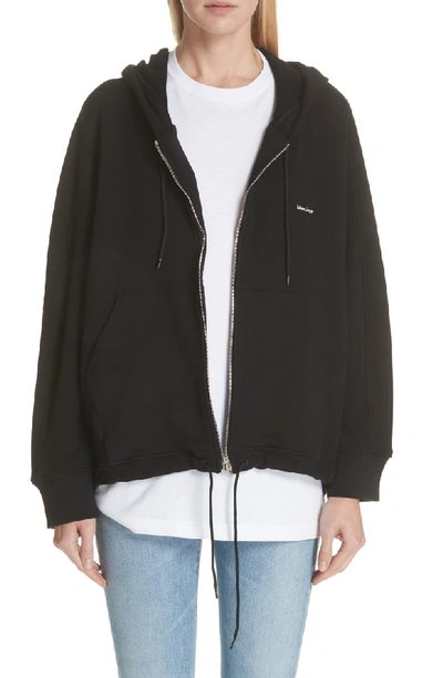 Shop Balenciaga Logo Cocoon Hoodie In Black