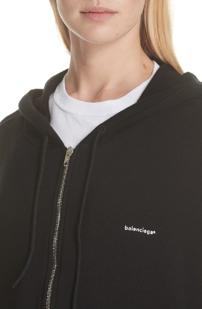 Shop Balenciaga Logo Cocoon Hoodie In Black