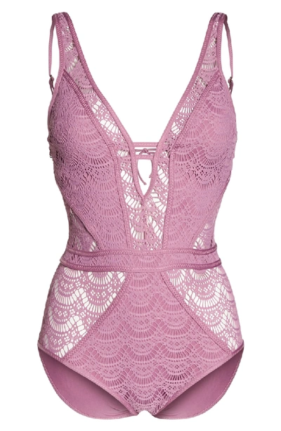 Shop Becca Show & Tell One-piece Swimsuit In Mauve