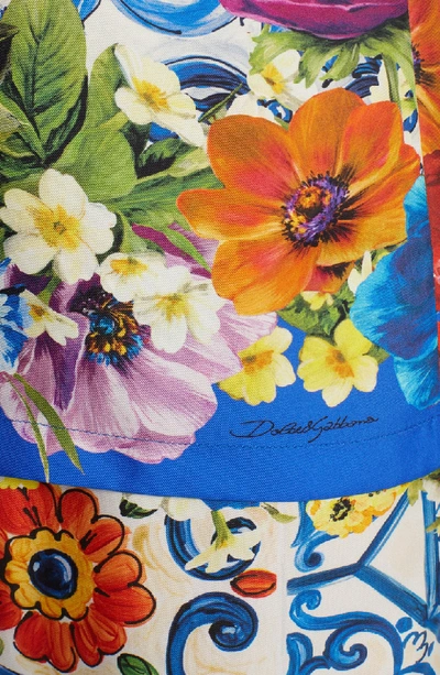 Shop Dolce & Gabbana Tile Print Silk Top In Maioliche Blue
