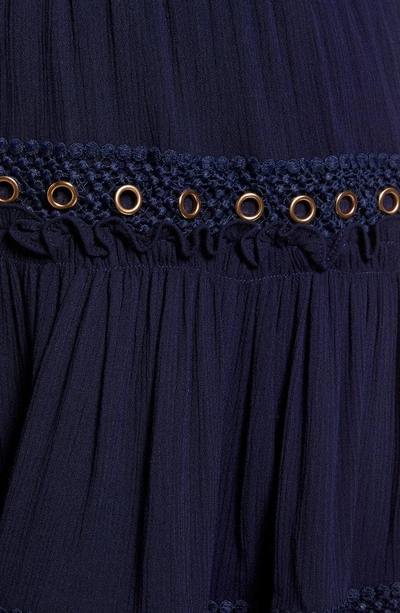 Shop Misa Marcella Fringe Trim Skirt In Azure