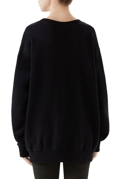 Shop Gucci Logo Sweatshirt In Black/ Ivory