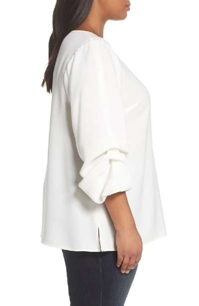 Shop Lafayette 148 Winston Finesse Crepe Blouse In Cloud