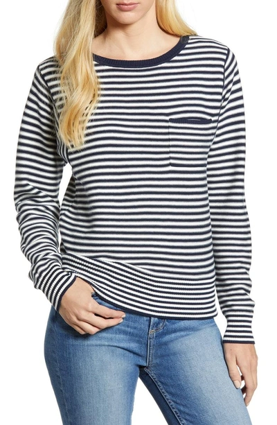 Shop Lucky Brand French Stripe Cotton Sweater In Navy Multi