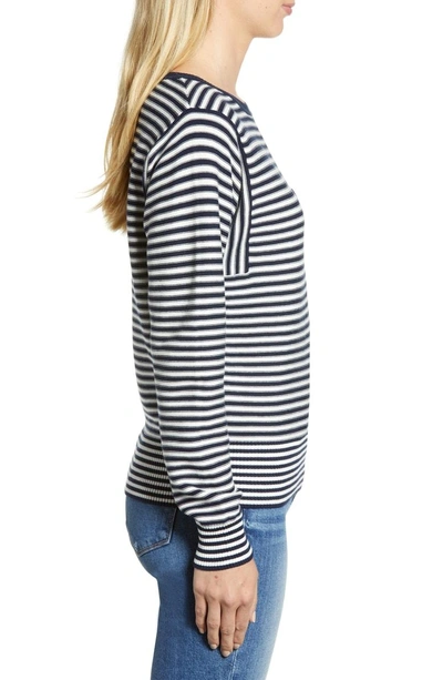 Shop Lucky Brand French Stripe Cotton Sweater In Navy Multi