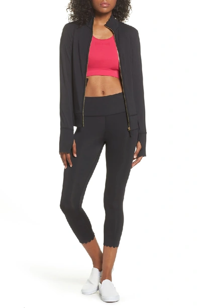 Shop Kate Spade Scallop Crop Leggings In Black