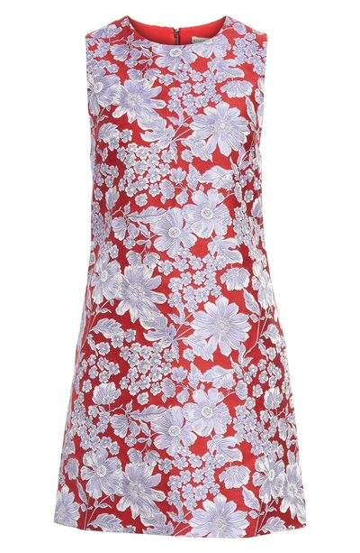 Shop Alice And Olivia Coley Floral Sleeveless Dress In Ruby/ Multi