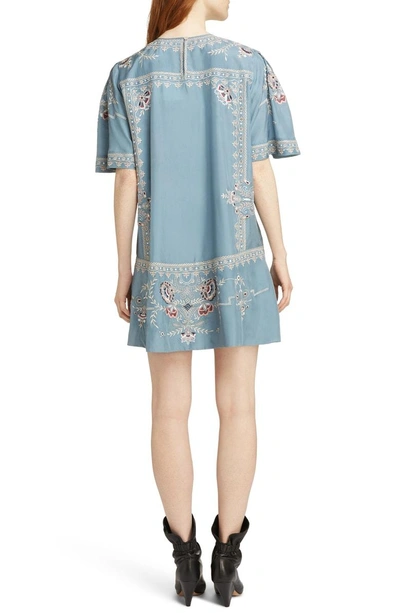 Shop Isabel Marant Dryna Embroidered Silk Dress In Light Blue