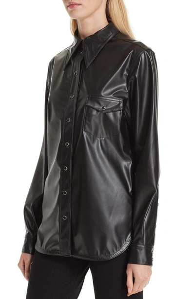 Shop Kwaidan Editions Faux Leather Blouse In Black