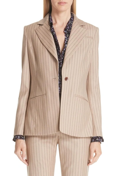 Shop Altuzarra Pinstripe Jacket In Light Camel