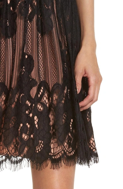 Shop Adelyn Rae Trina Lace Fit & Flare Dress In Black/nude