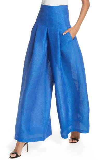 Shop Tracy Reese High Waist Wide Leg Pants In Blue Lagoon
