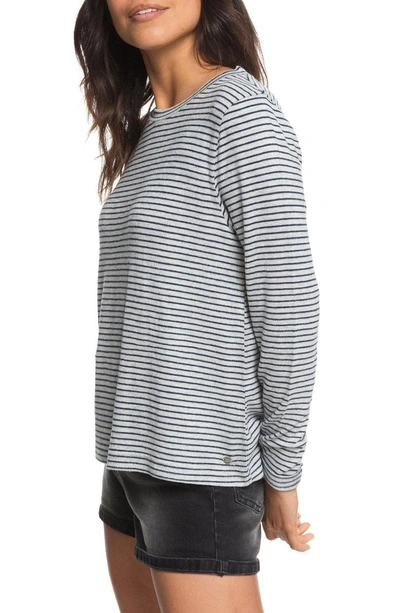 Shop Roxy Chasing You Stripe Knit Top In Heritage Heather Thin Stripes