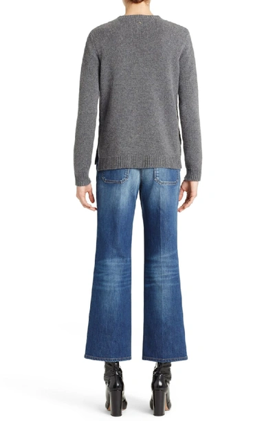 Shop Valentino Studded Crewneck Cashmere Sweater In Grey
