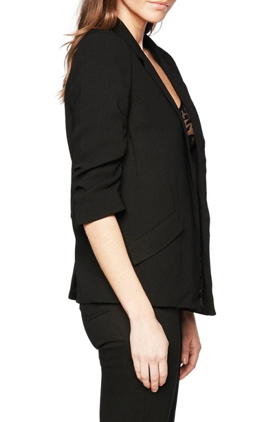 Shop Bardot Ruched Sleeve Blazer In Black