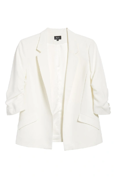 Shop Bardot Ruched Sleeve Blazer In White