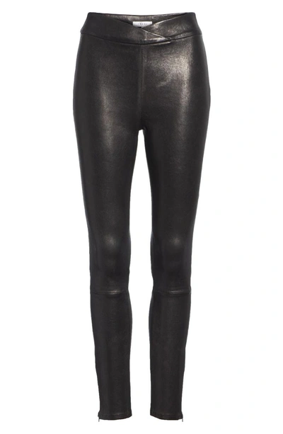 Shop Frame Overlap Waist Leather Pants In Noir