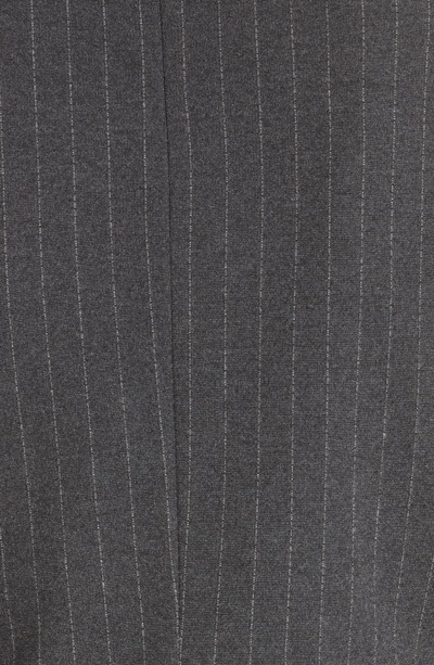 Shop St John Pinstripe Double Face Jersey Top In Charcoal/ Light Grey Melange