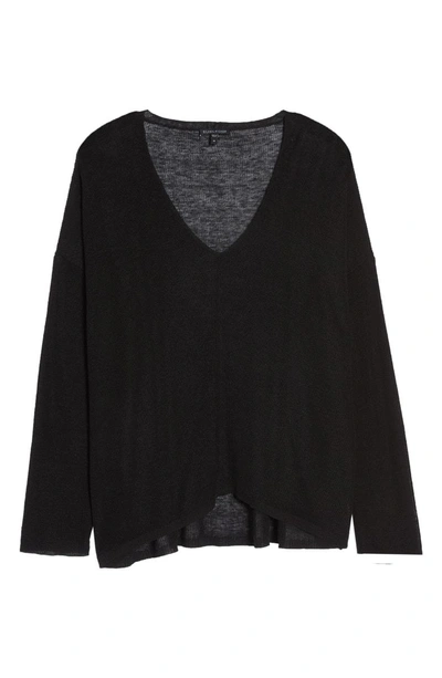 Shop Eileen Fisher Boxy Organic Linen Blend Sweater In Black