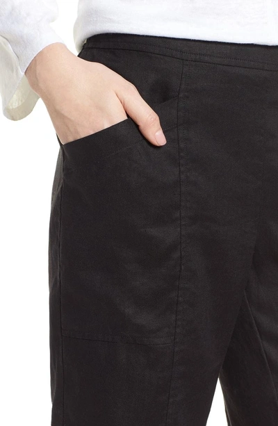 Shop Eileen Fisher Organic Linen City Shorts In Black