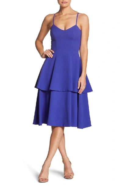 Shop Dress The Population Yasmin Tiered Dress In Blue/ Violet