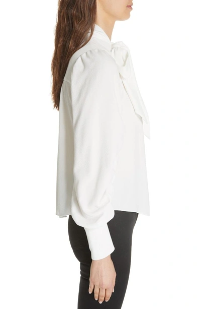 Joie Kineta Gathered Tie neck Long sleeve Blouse In Porcelain