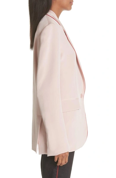 Shop Stella Mccartney Contrast Piping Silk Blazer In Cameo Rose