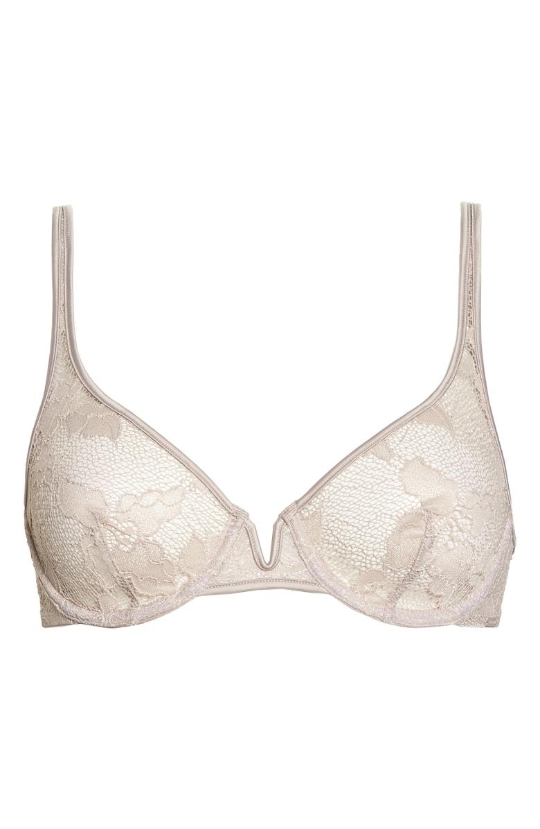 Calvin Klein Lace Underwire Plunge Bra In Silver Rose ModeSens