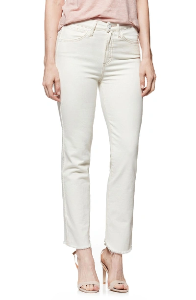 Shop Paige Hoxton High Waist Ankle Straight Jeans In Cream/ Pink