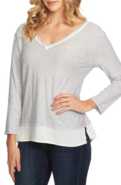 Shop Vince Camuto Layered Look Top In Grey Heather