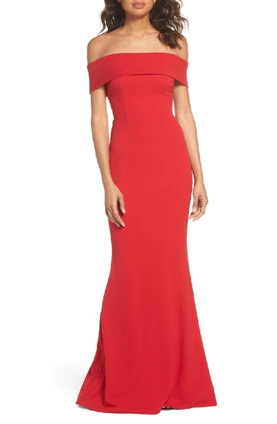 Shop Katie May Legacy Crepe Body-con Gown In Red