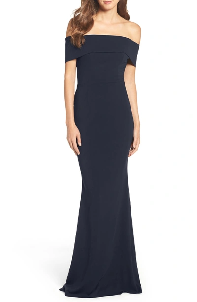 Shop Katie May Legacy Crepe Body-con Gown In Navy
